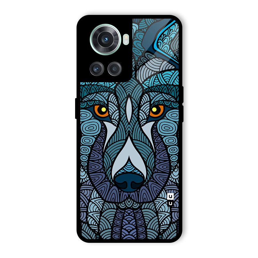 Ethnic Wolf Art Illustration Glass Back Case for OnePlus 10R