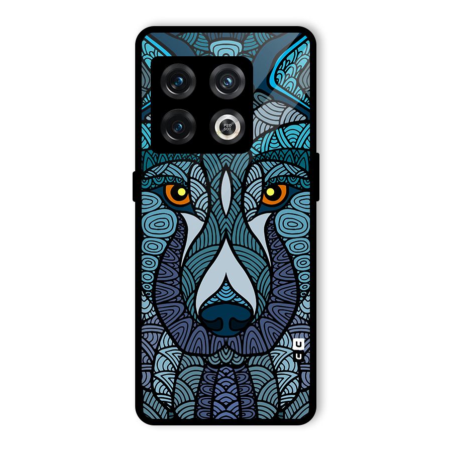 Ethnic Wolf Art Illustration Glass Back Case for OnePlus 10 Pro 5G