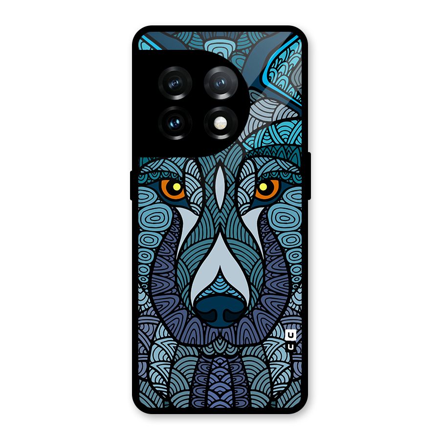 Ethnic Wolf Art Illustration Glass Back Case for OnePlus 11