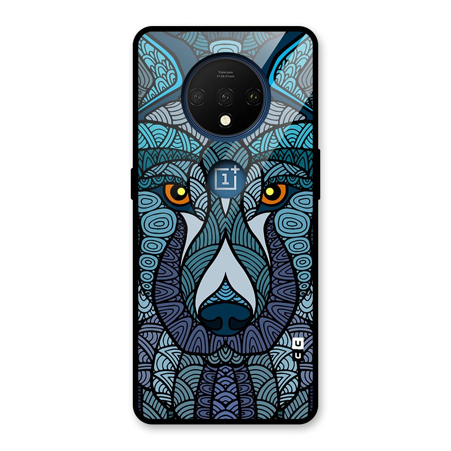 Ethnic Wolf Art Illustration Glass Back Case for OnePlus 7T
