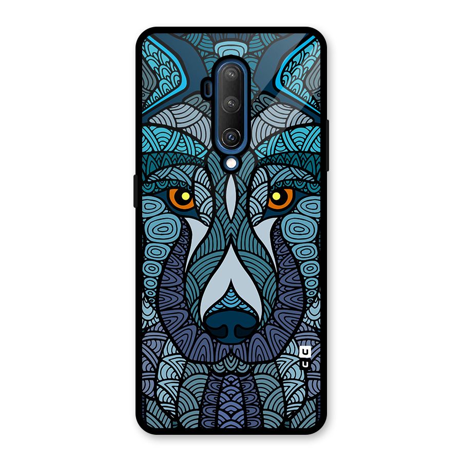 Ethnic Wolf Art Illustration Glass Back Case for OnePlus 7T Pro