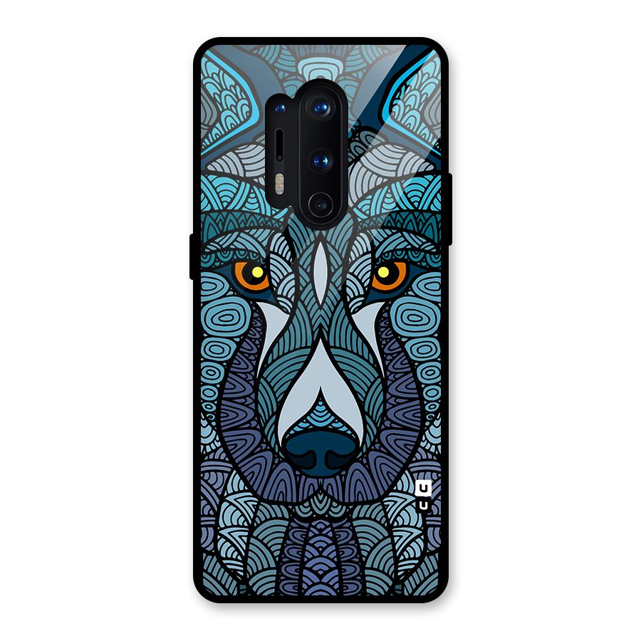 Ethnic Wolf Art Illustration Glass Back Case for OnePlus 8 Pro