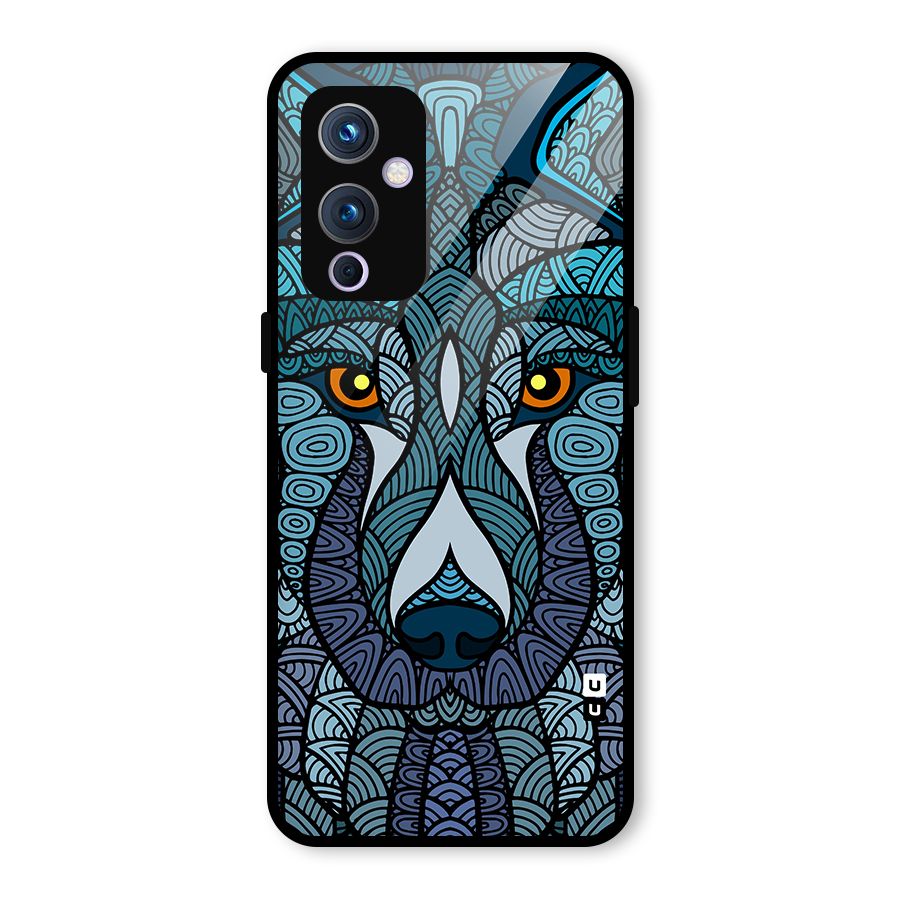 Ethnic Wolf Art Illustration Glass Back Case for OnePlus 9