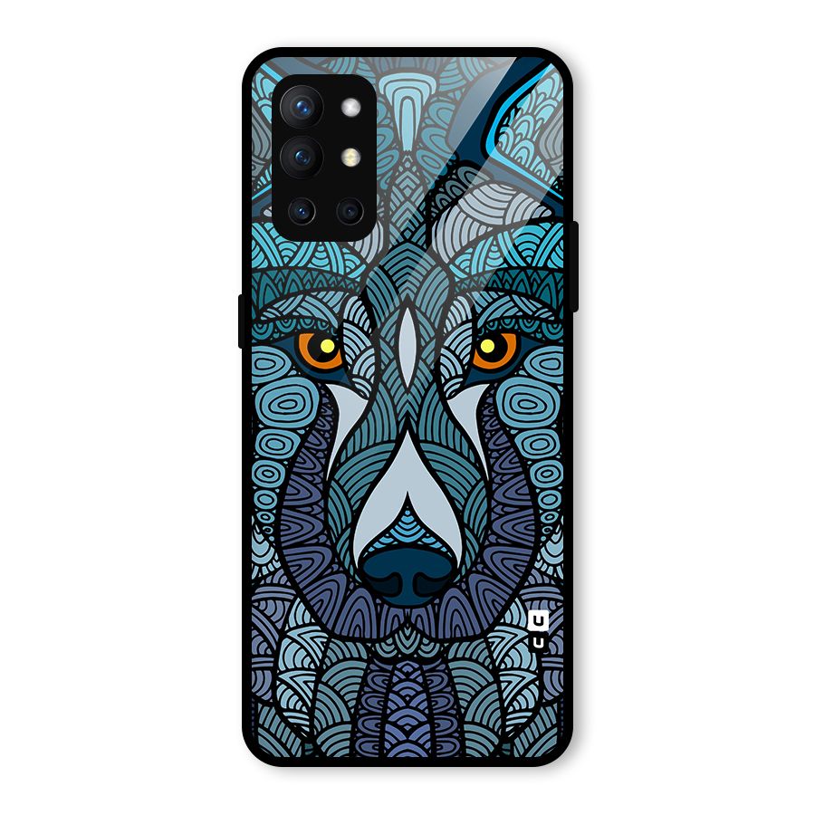 Ethnic Wolf Art Illustration Glass Back Case for OnePlus 9R