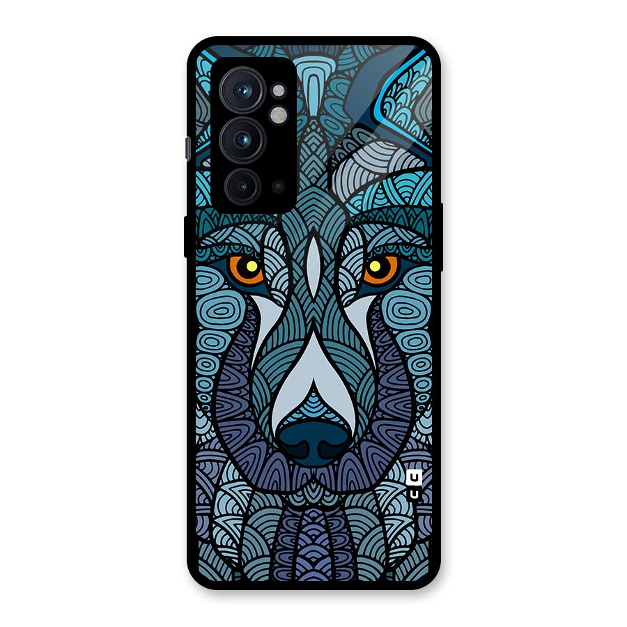 Ethnic Wolf Art Illustration Glass Back Case for OnePlus 9RT 5G