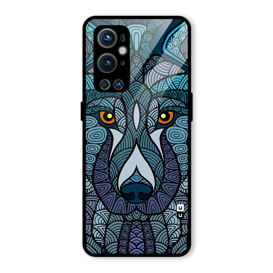Ethnic Wolf Art Illustration Glass Back Case for OnePlus 9 Pro