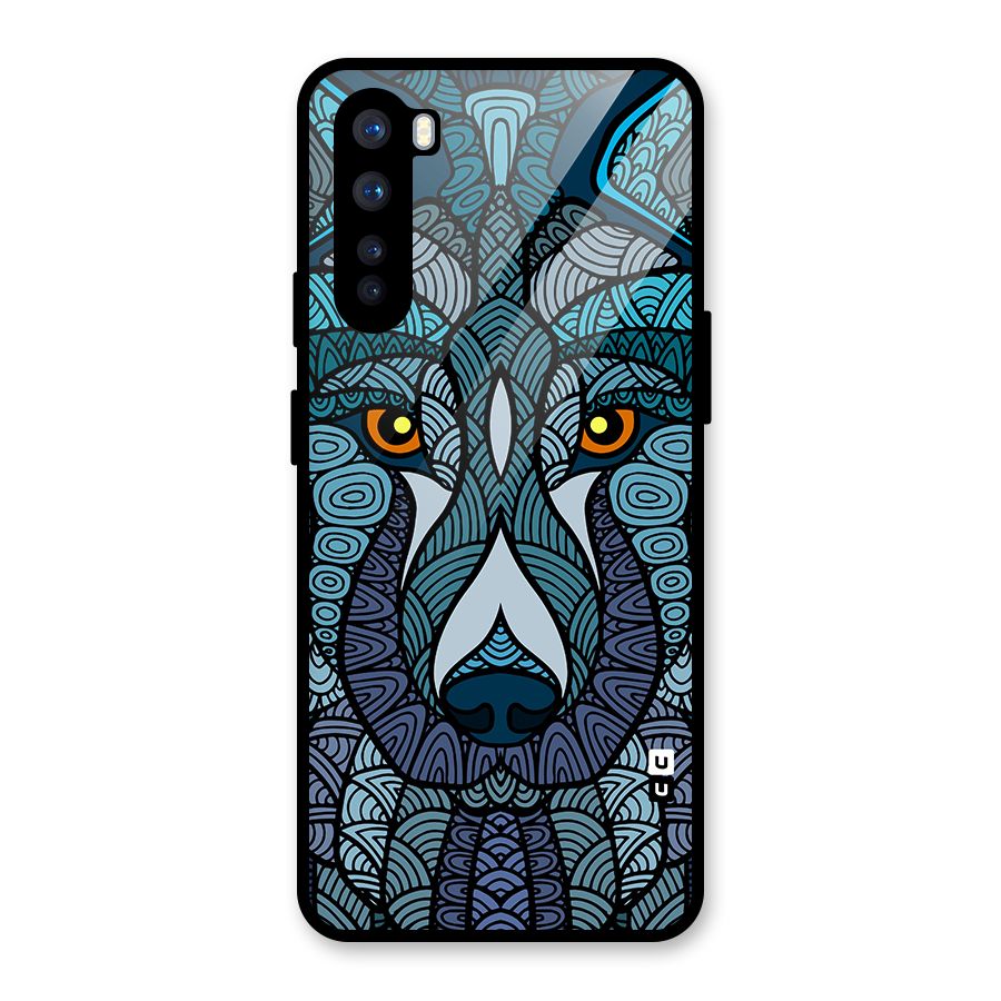 Ethnic Wolf Art Illustration Glass Back Case for OnePlus Nord