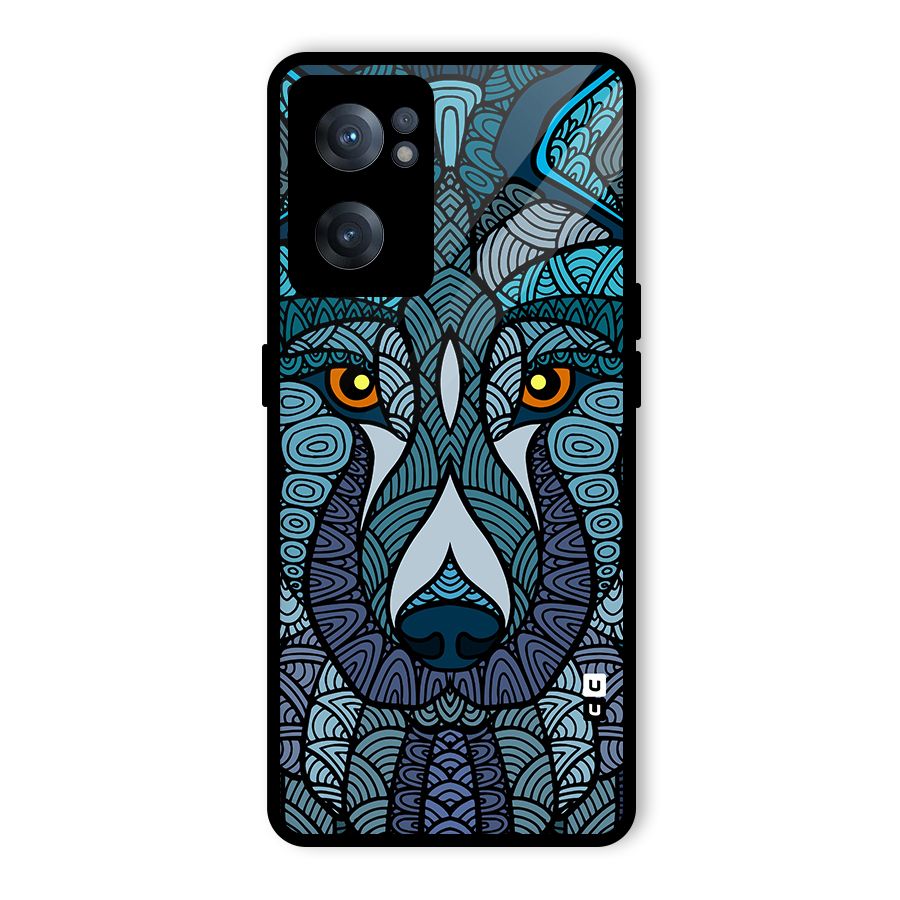 Ethnic Wolf Art Illustration Glass Back Case for OnePlus Nord CE 2 5G