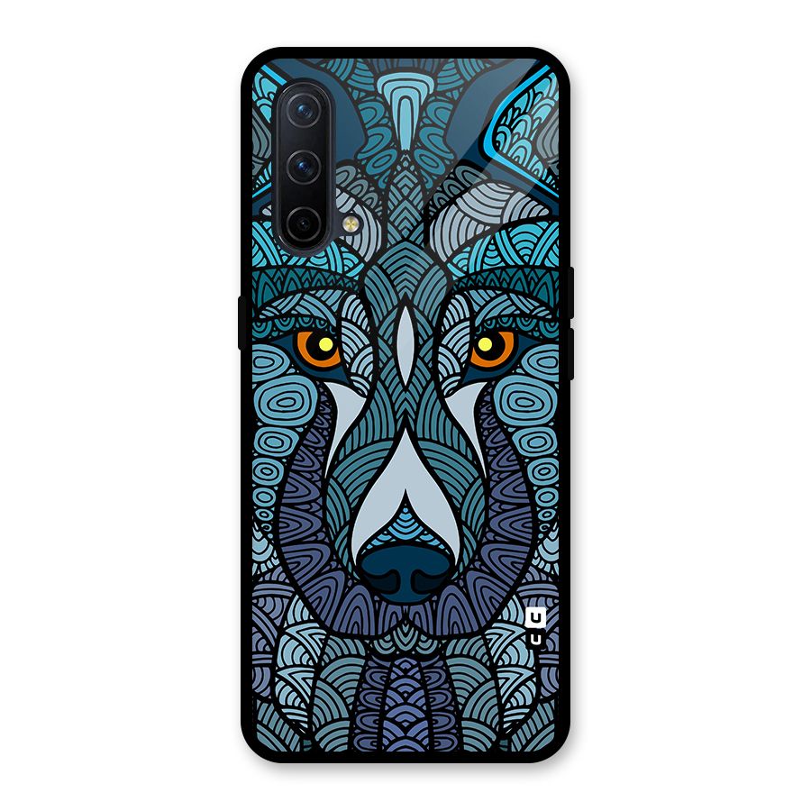 Ethnic Wolf Art Illustration Glass Back Case for OnePlus Nord CE 5G