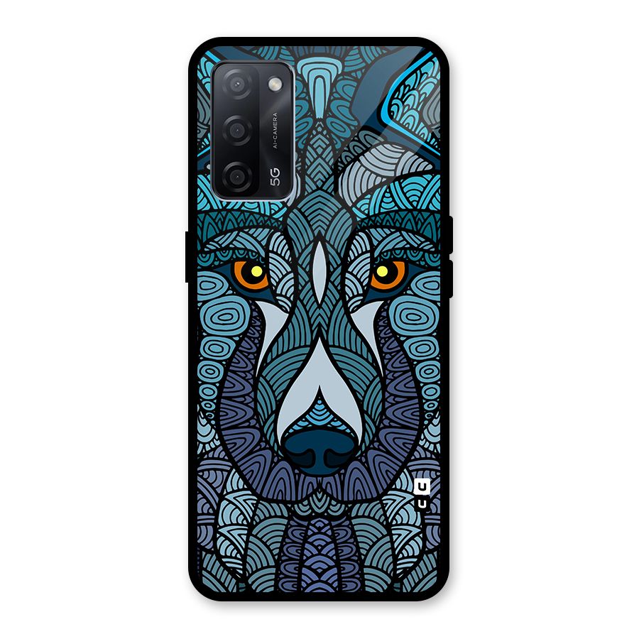 Ethnic Wolf Art Illustration Glass Back Case for Oppo A53s 5G