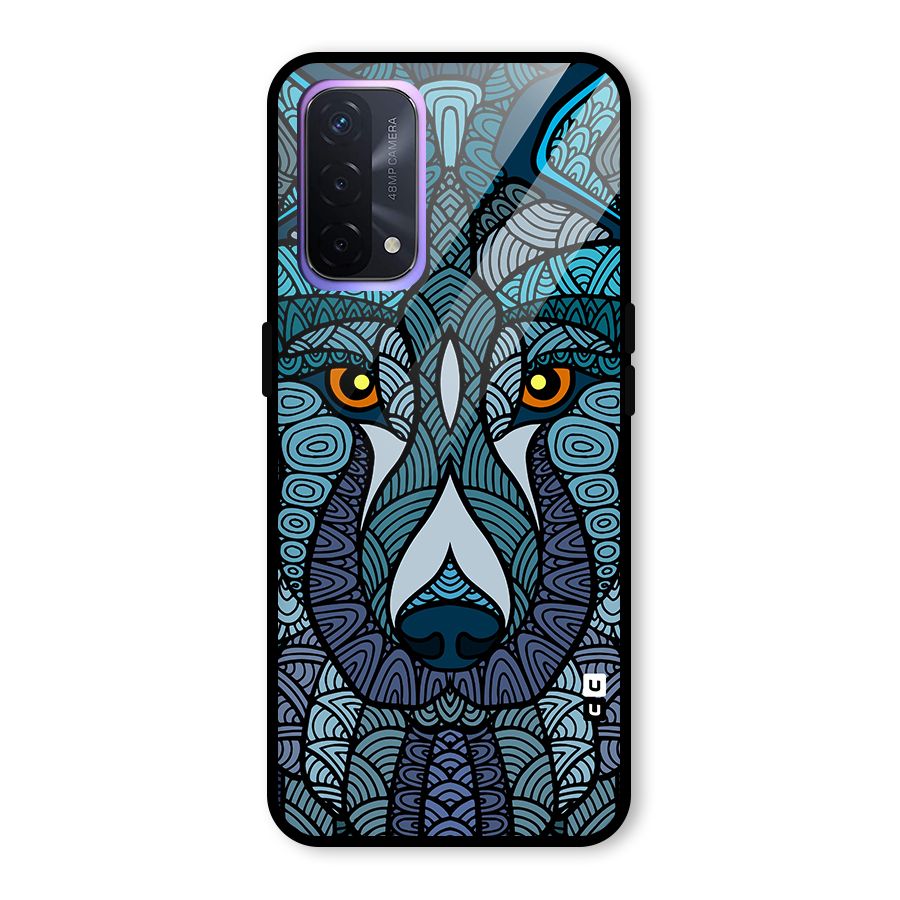 Ethnic Wolf Art Illustration Glass Back Case for Oppo A74 5G