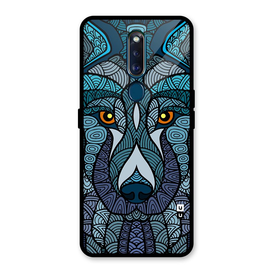 Ethnic Wolf Art Illustration Glass Back Case for Oppo F11 Pro
