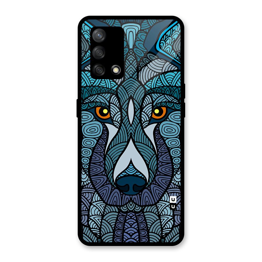 Ethnic Wolf Art Illustration Glass Back Case for Oppo F19