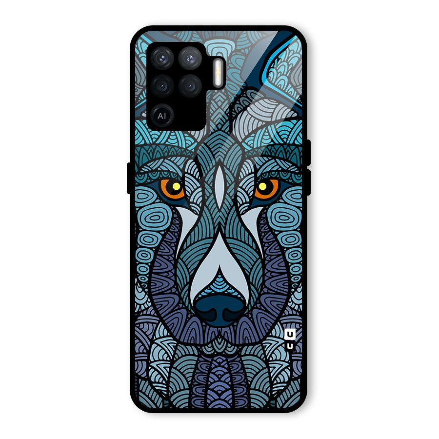 Ethnic Wolf Art Illustration Glass Back Case for Oppo F19 Pro