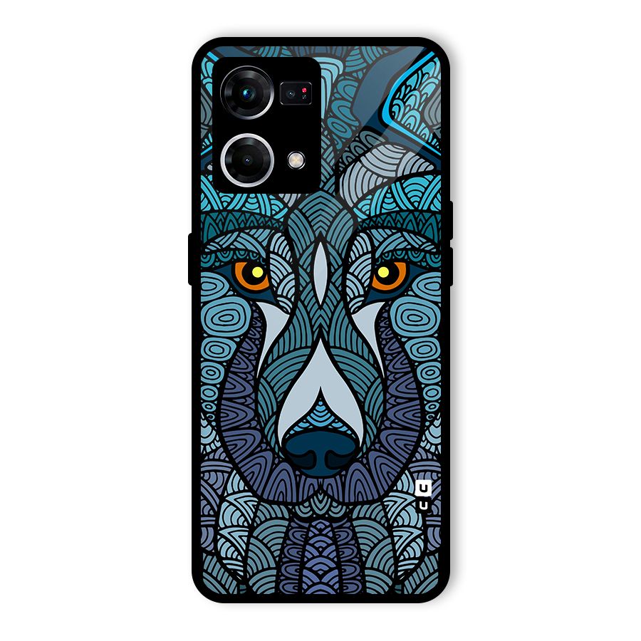 Ethnic Wolf Art Illustration Glass Back Case for Oppo F21 Pro 4G