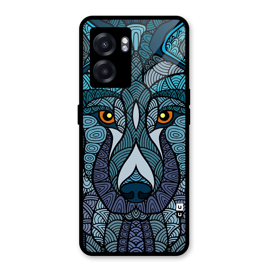 Ethnic Wolf Art Illustration Glass Back Case for Oppo K10 (5G)