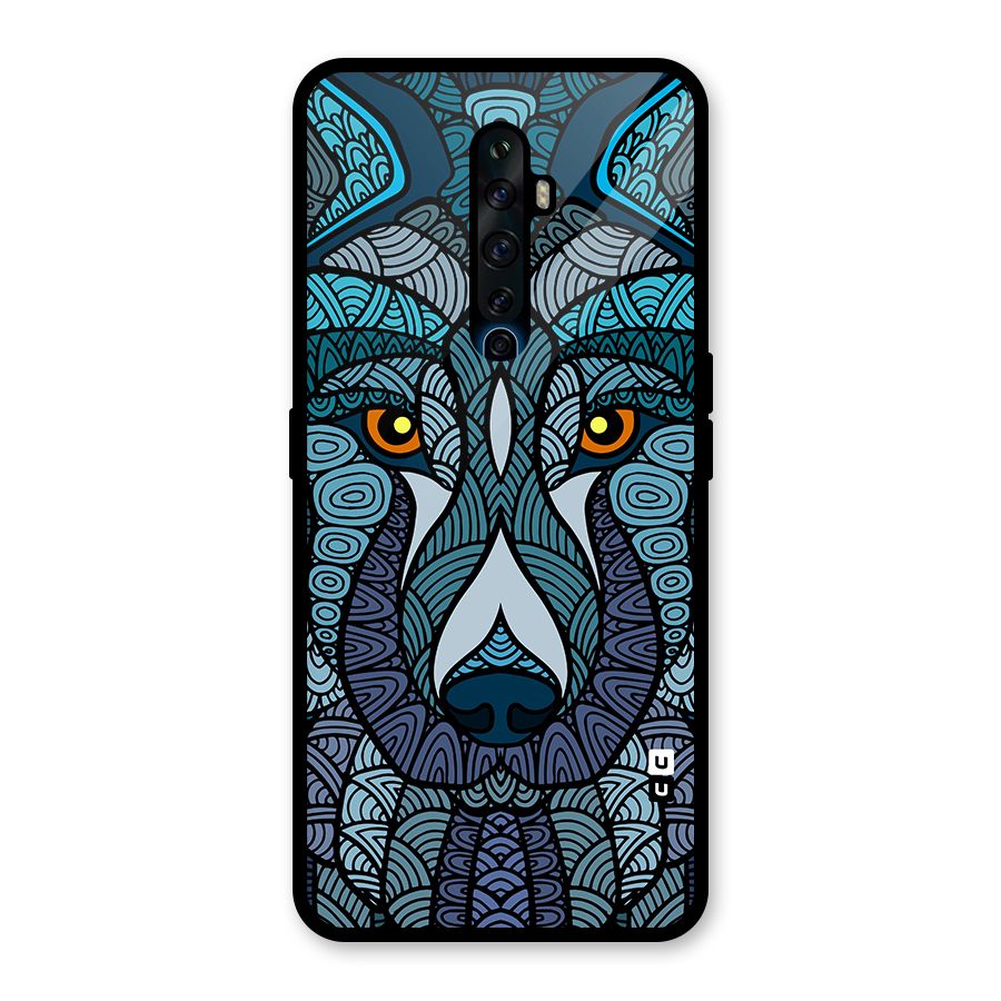 Ethnic Wolf Art Illustration Glass Back Case for Oppo Reno2 F