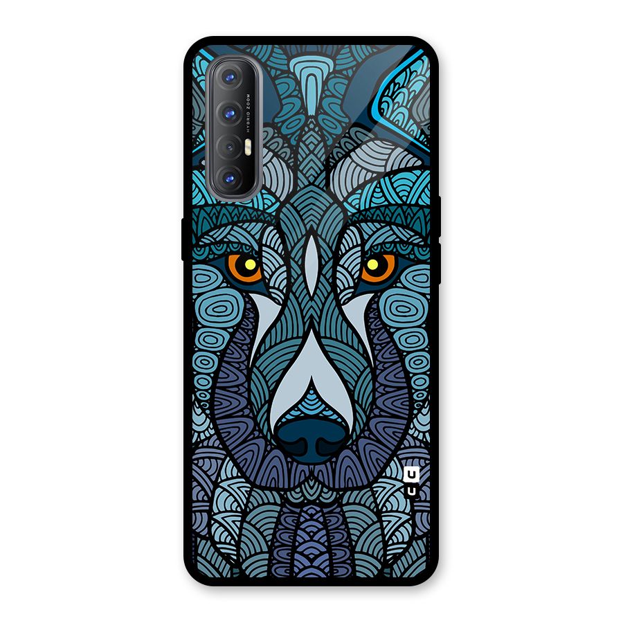 Ethnic Wolf Art Illustration Glass Back Case for Oppo Reno3 Pro