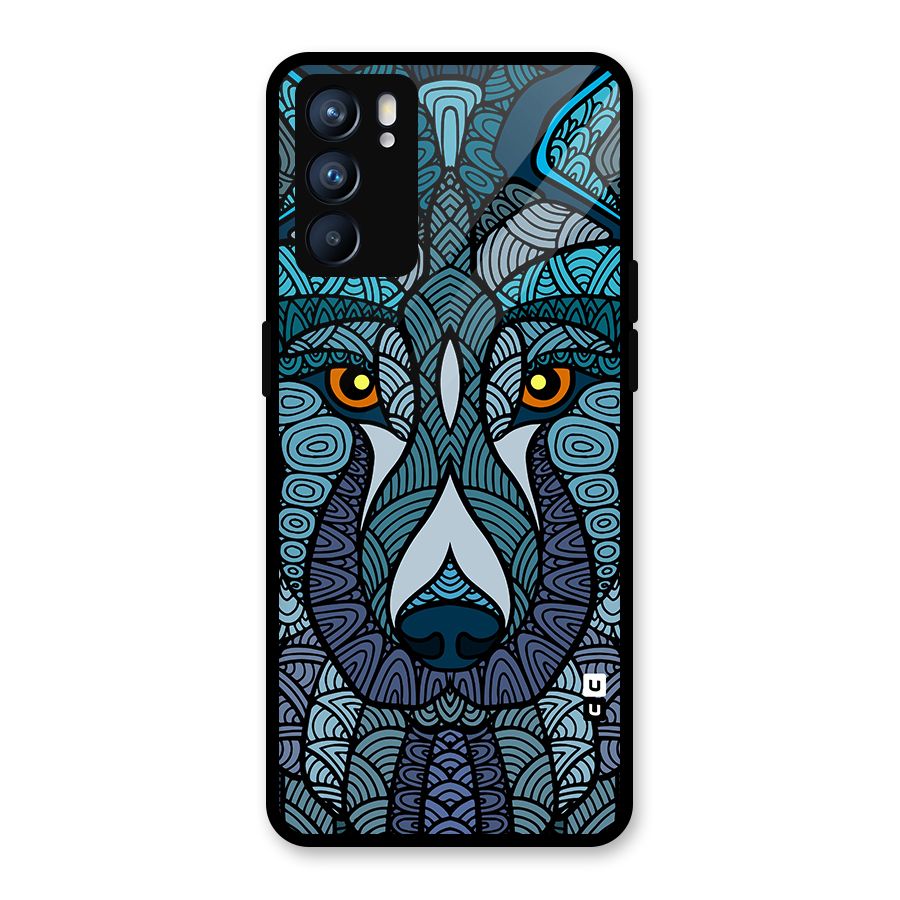 Ethnic Wolf Art Illustration Glass Back Case for Oppo Reno6 5G