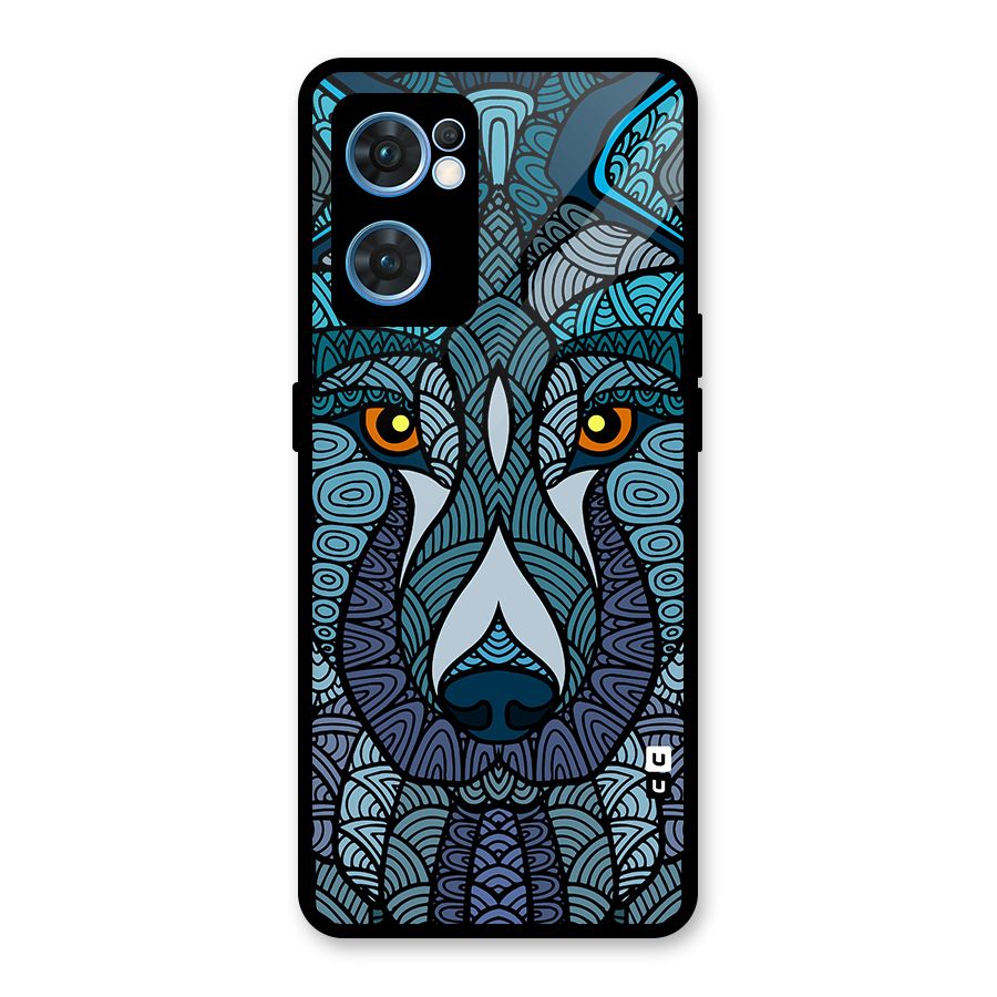 Ethnic Wolf Art Illustration Glass Back Case for Oppo Reno7 5G