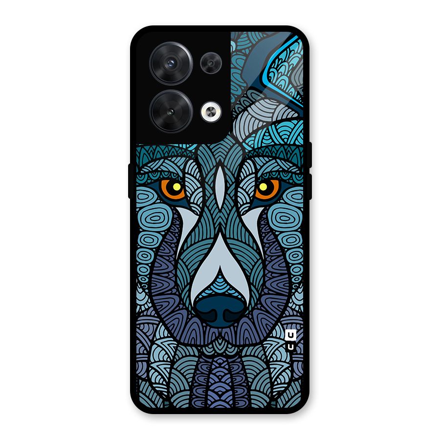Ethnic Wolf Art Illustration Glass Back Case for Oppo Reno8 5G