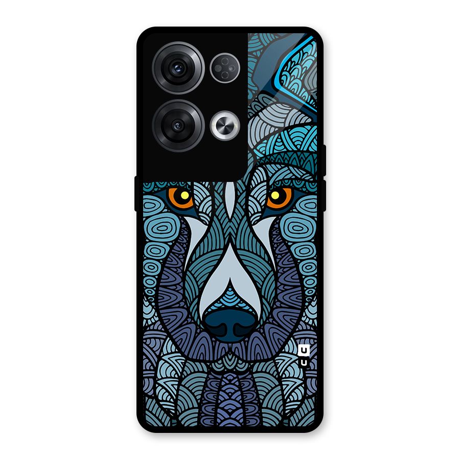 Ethnic Wolf Art Illustration Glass Back Case for Oppo Reno8 Pro 5G