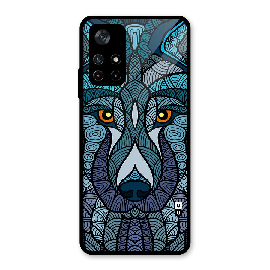 Ethnic Wolf Art Illustration Glass Back Case for Poco M4 Pro 5G