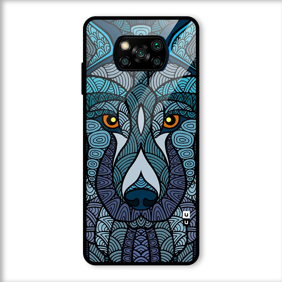 Ethnic Wolf Art Illustration Glass Back Case for Poco X3
