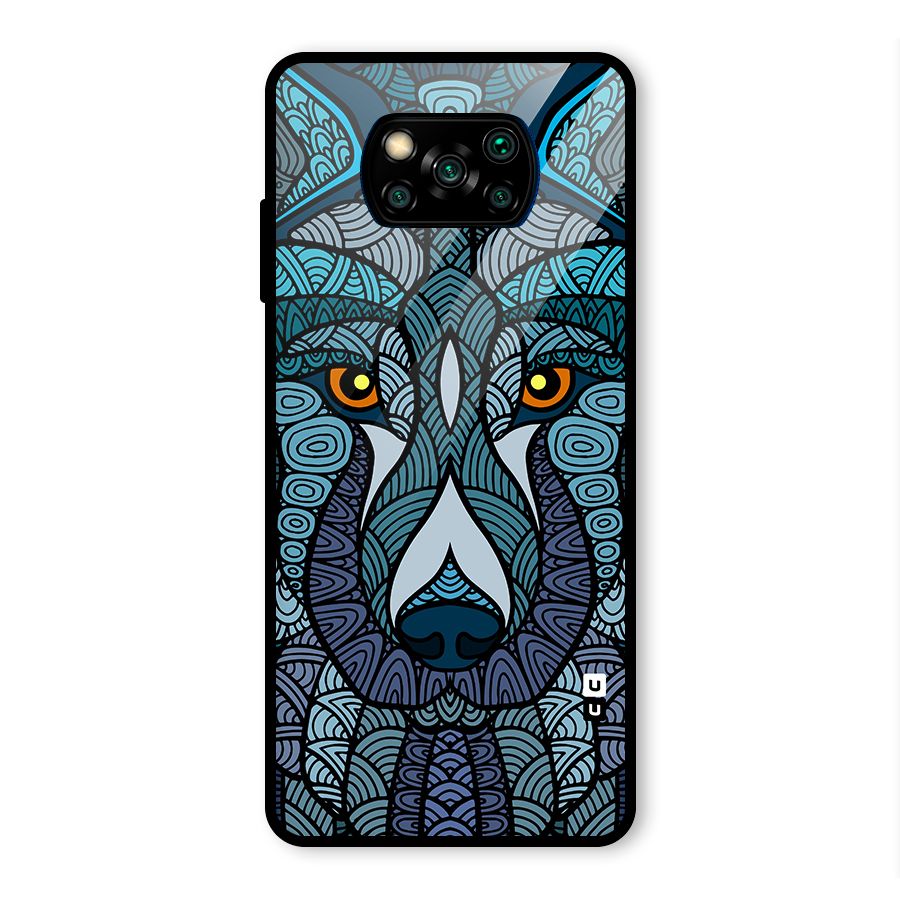Ethnic Wolf Art Illustration Glass Back Case for Poco X3 Pro