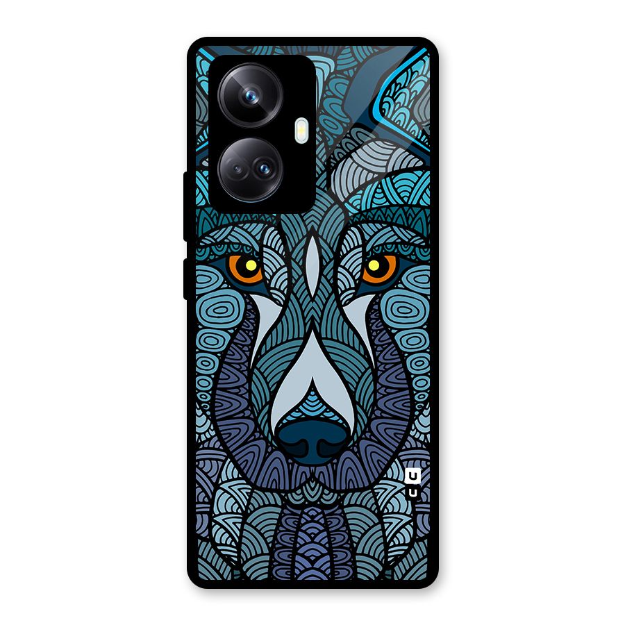 Ethnic Wolf Art Illustration Glass Back Case for Realme 10 Pro Plus