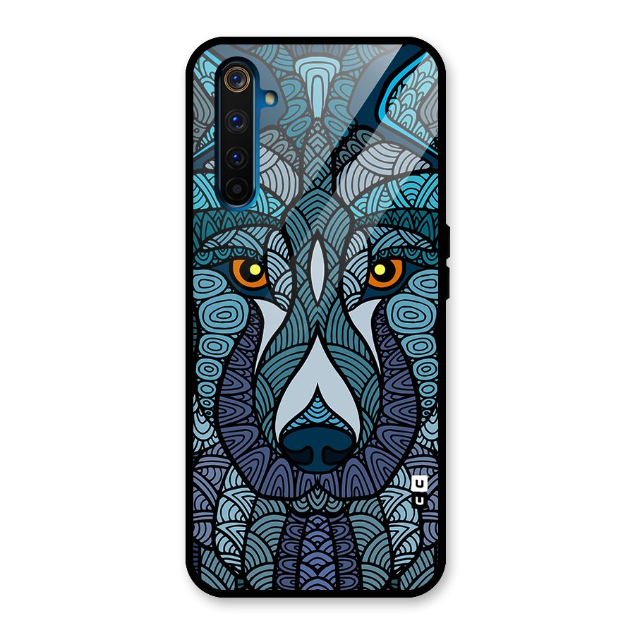Ethnic Wolf Art Illustration Glass Back Case for Realme 6 Pro
