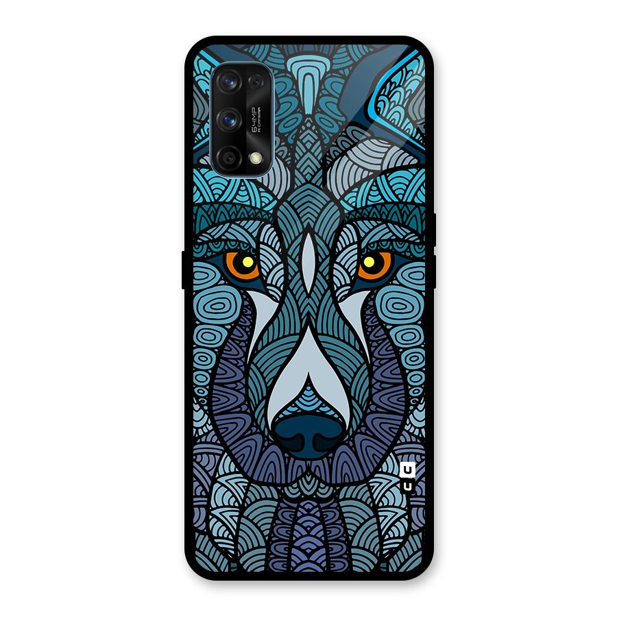 Ethnic Wolf Art Illustration Glass Back Case for Realme 7 Pro