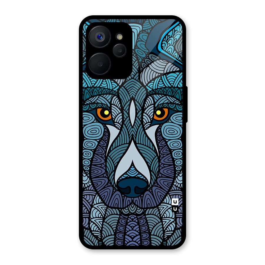 Ethnic Wolf Art Illustration Glass Back Case for Realme 9i 5G