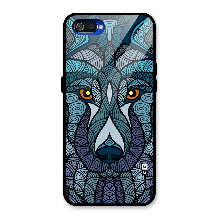 Ethnic Wolf Art Illustration Glass Back Case for Realme C2