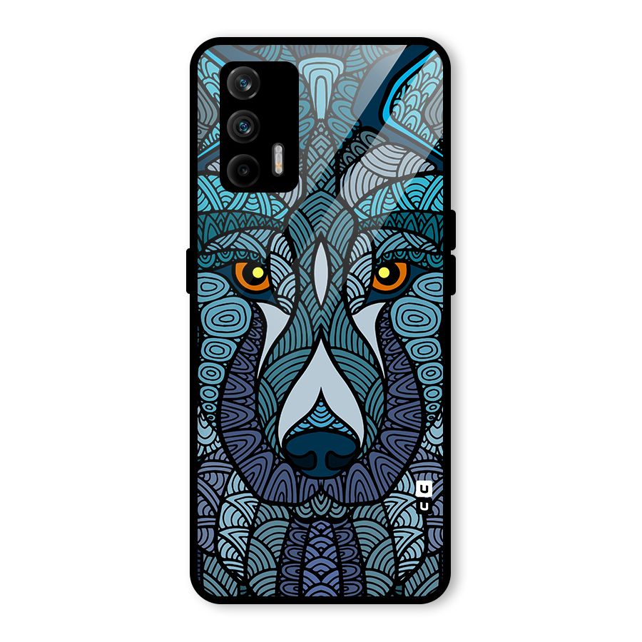 Ethnic Wolf Art Illustration Glass Back Case for Realme GT 5G