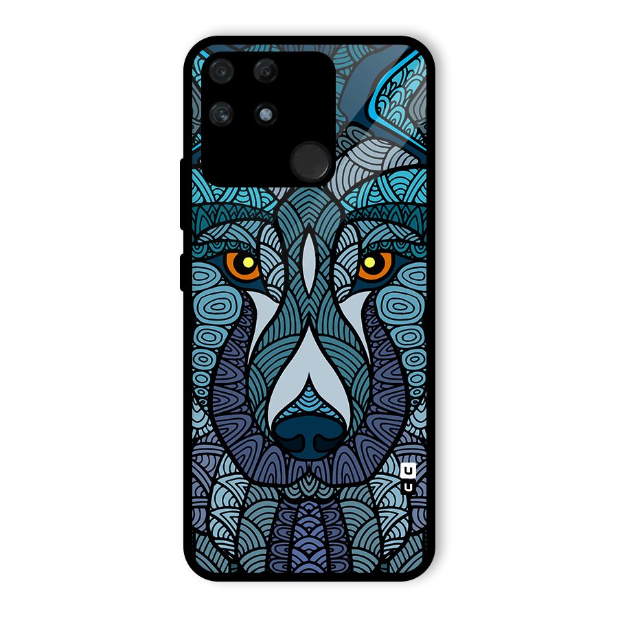 Ethnic Wolf Art Illustration Glass Back Case for Realme Narzo 50A