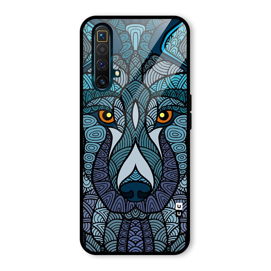Ethnic Wolf Art Illustration Glass Back Case for Realme X3