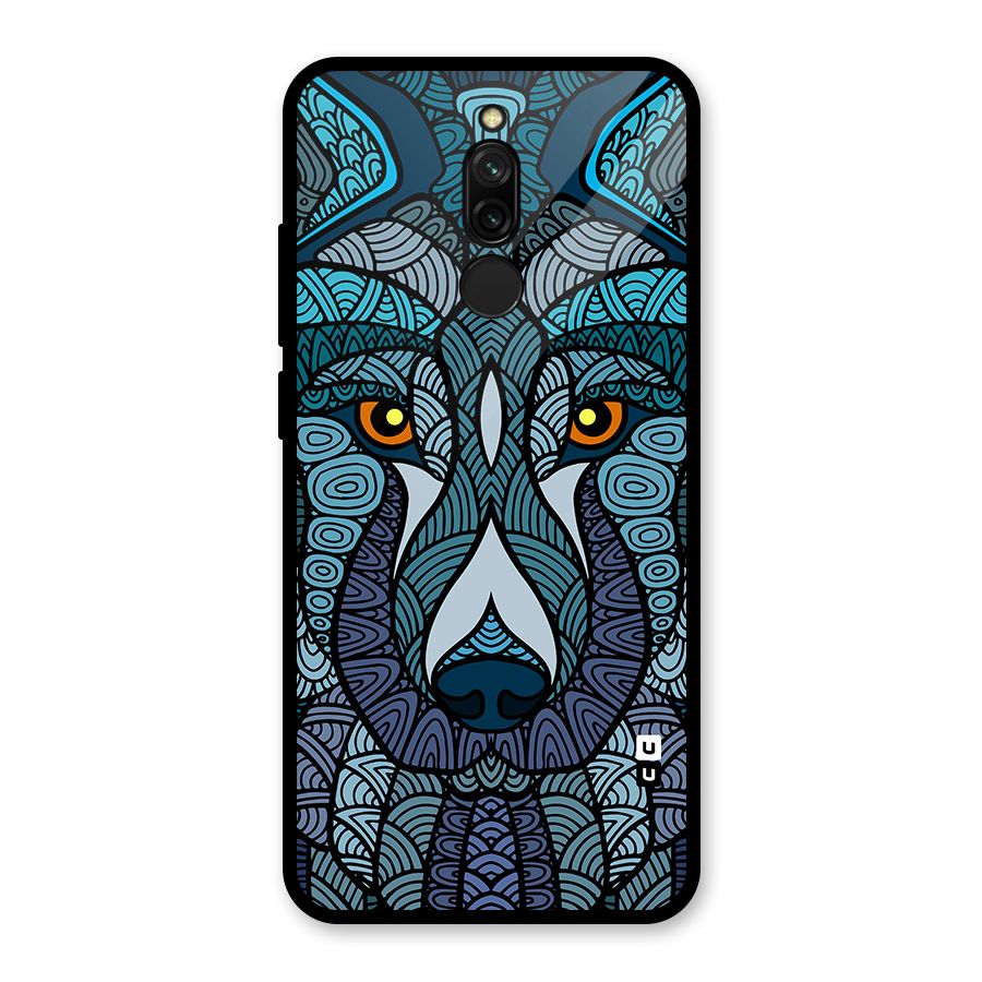 Ethnic Wolf Art Illustration Glass Back Case for Redmi 8