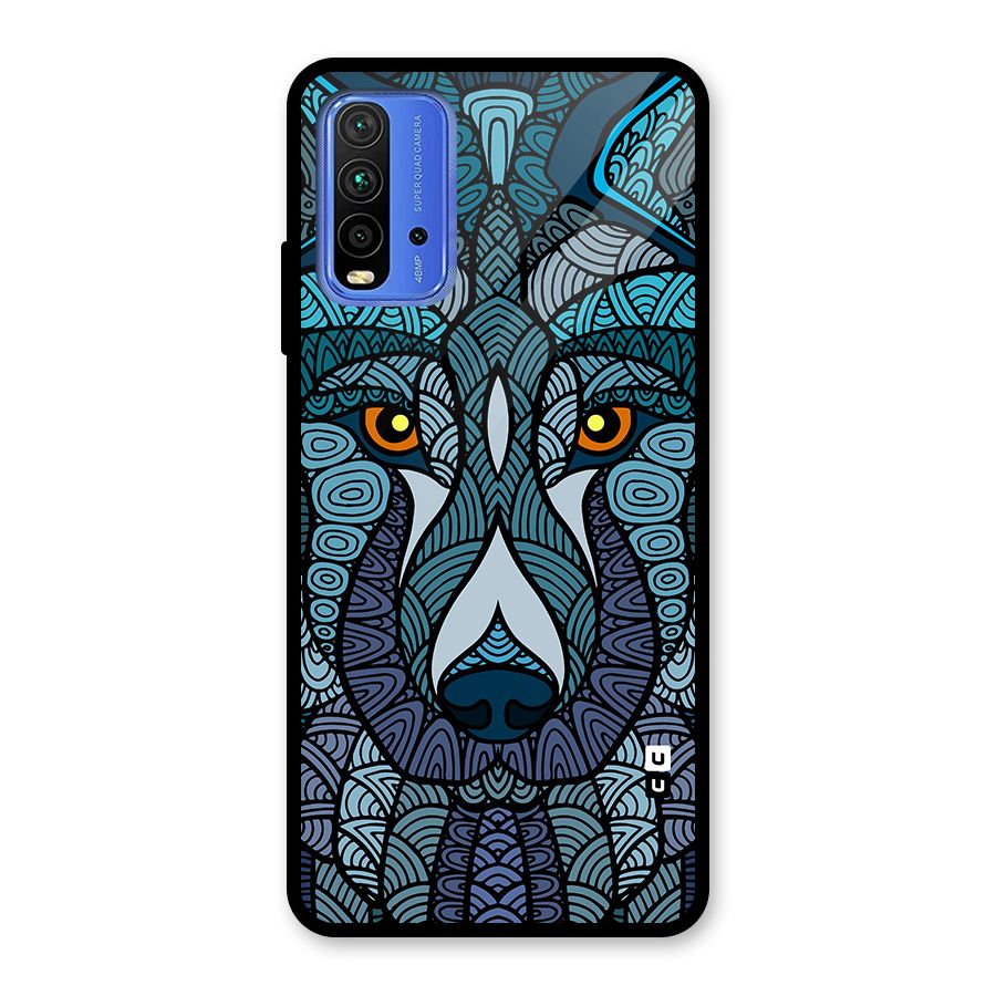Ethnic Wolf Art Illustration Glass Back Case for Redmi 9 Power