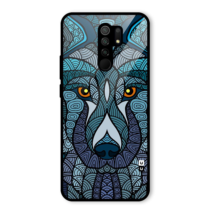 Ethnic Wolf Art Illustration Glass Back Case for Redmi 9 Prime