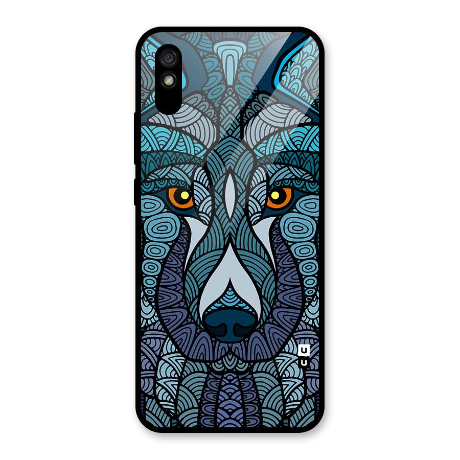 Ethnic Wolf Art Illustration Glass Back Case for Redmi 9i
