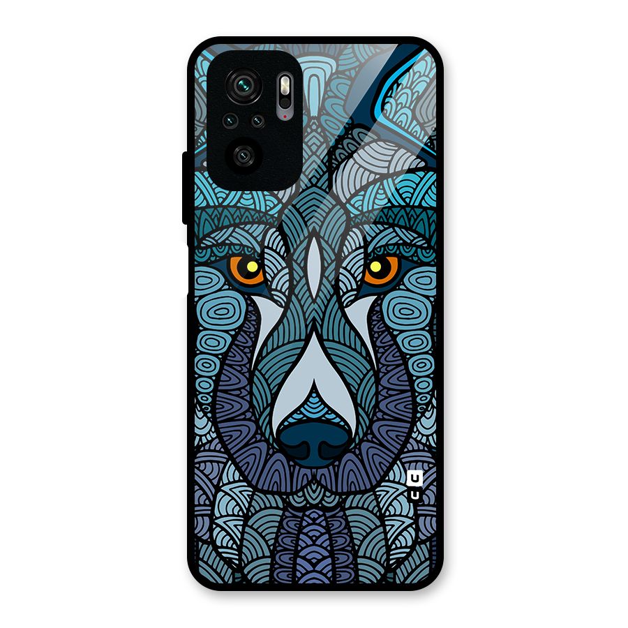 Ethnic Wolf Art Illustration Glass Back Case for Redmi Note 10S