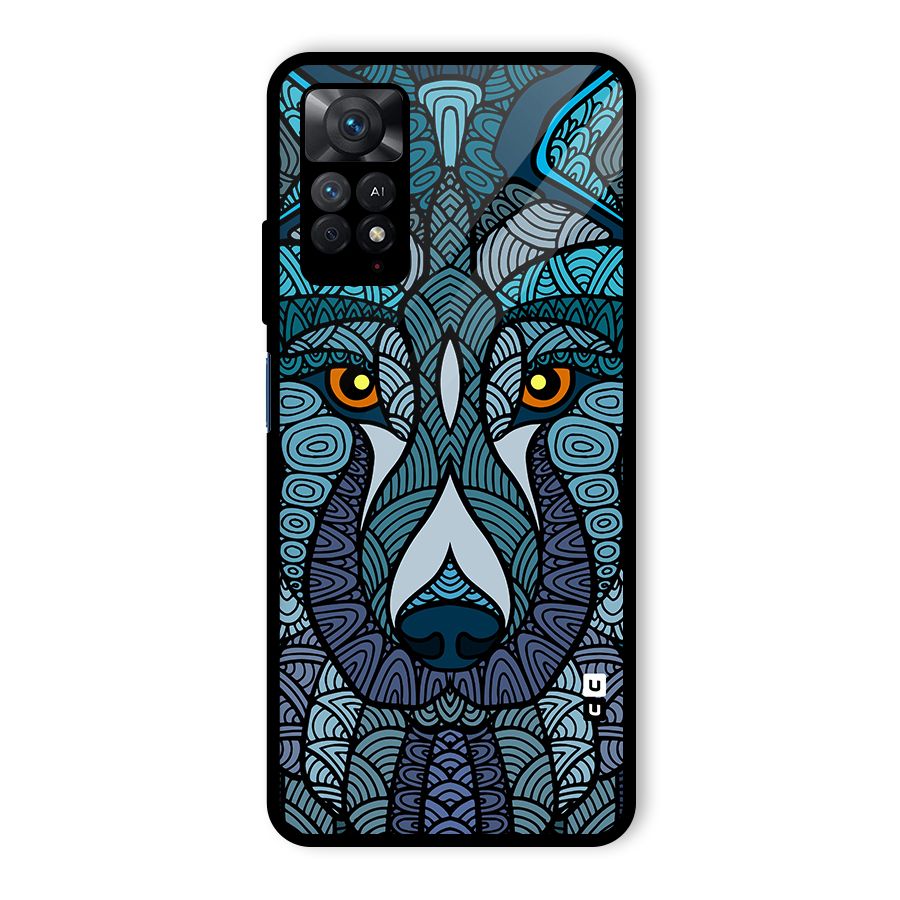 Ethnic Wolf Art Illustration Glass Back Case for Redmi Note 11 Pro