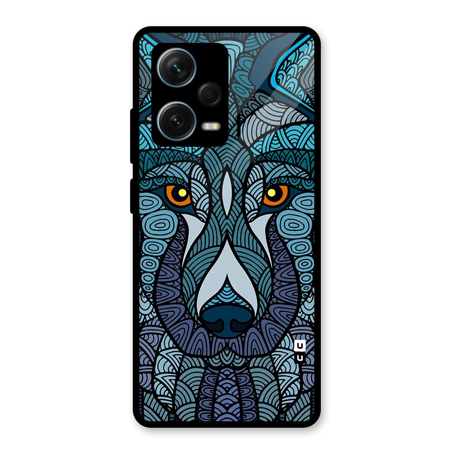 Ethnic Wolf Art Illustration Glass Back Case for Redmi Note 12 Pro Plus 5G