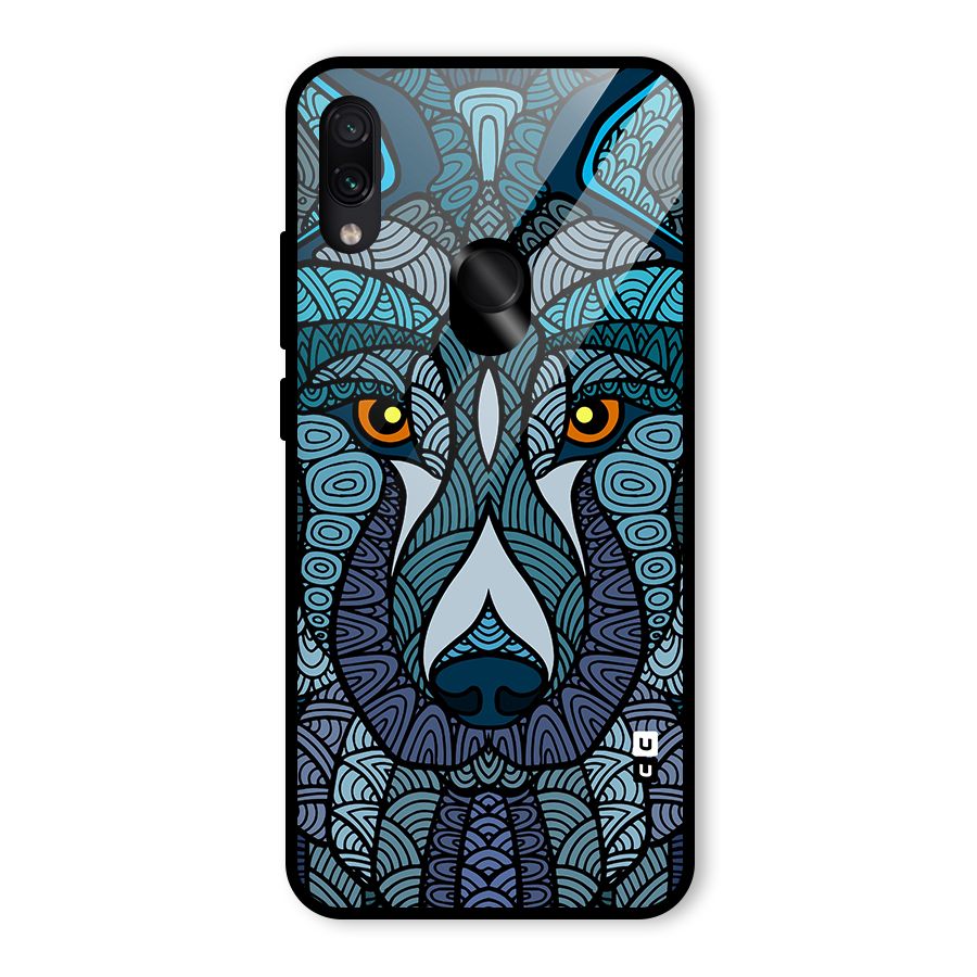 Ethnic Wolf Art Illustration Glass Back Case for Redmi Note 7S