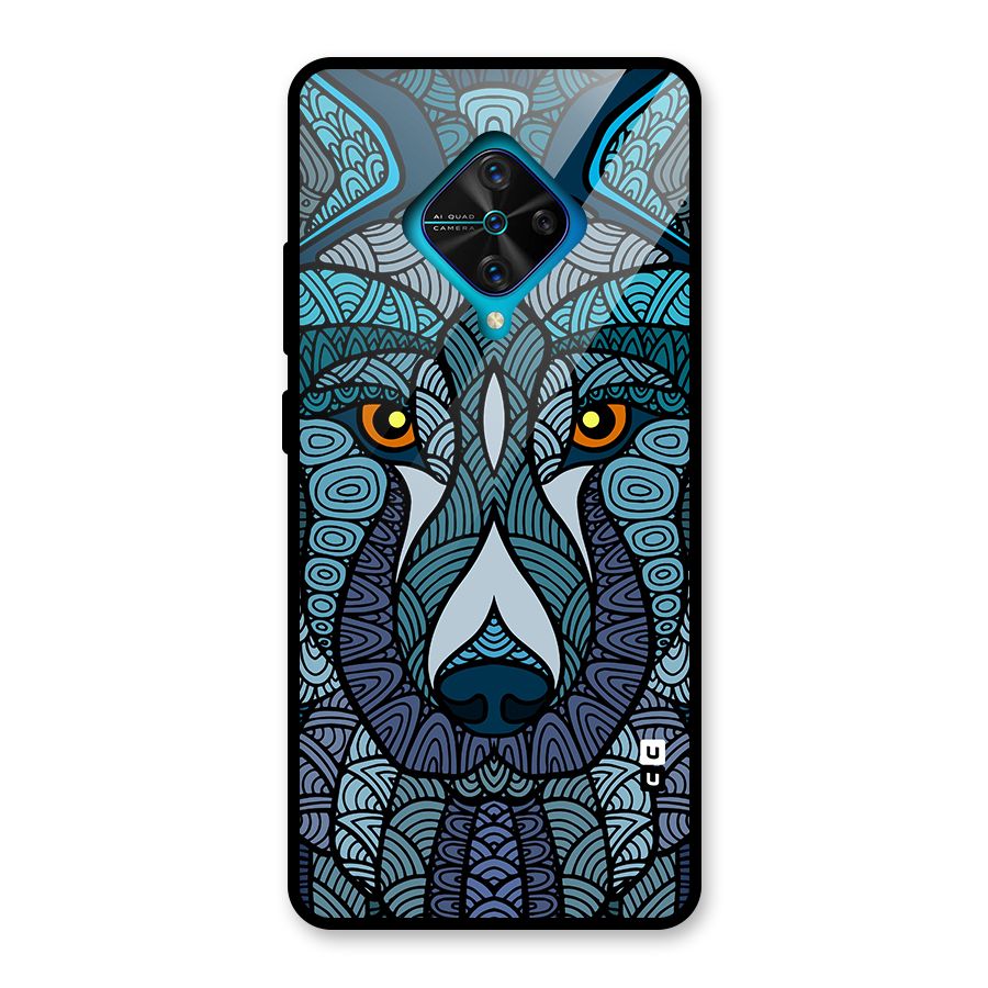 Ethnic Wolf Art Illustration Glass Back Case for Vivo S1 Pro