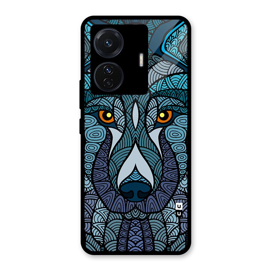 Ethnic Wolf Art Illustration Glass Back Case for Vivo T1 Pro