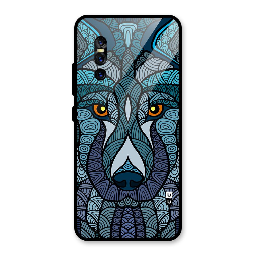 Ethnic Wolf Art Illustration Glass Back Case for Vivo V15 Pro