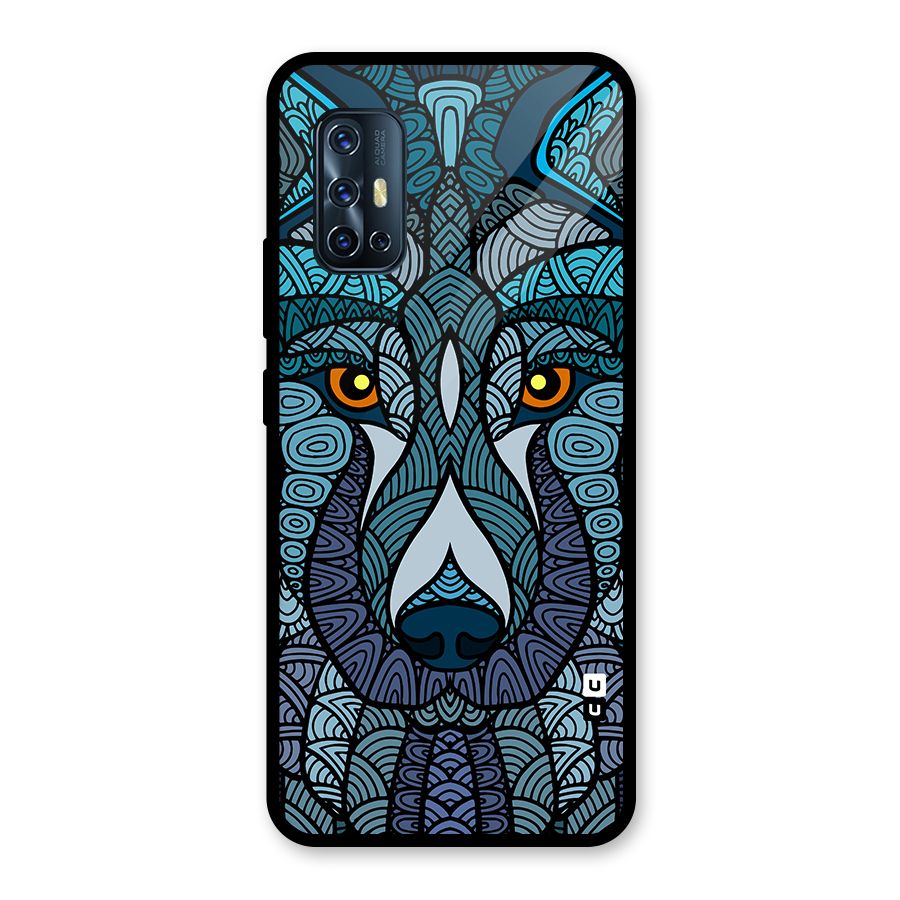 Ethnic Wolf Art Illustration Glass Back Case for Vivo V17