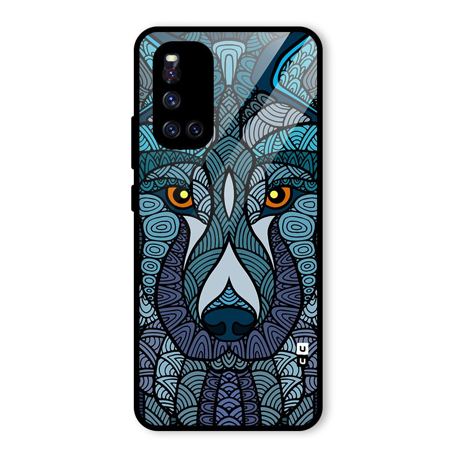 Ethnic Wolf Art Illustration Glass Back Case for Vivo V19